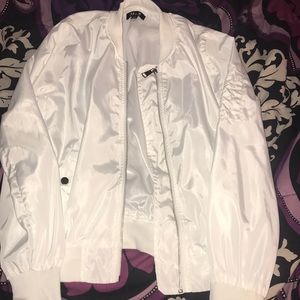 White Bomber jacket Fashion Nova